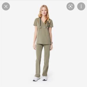 Figs Heathered Olive Livingston Scrub Pants